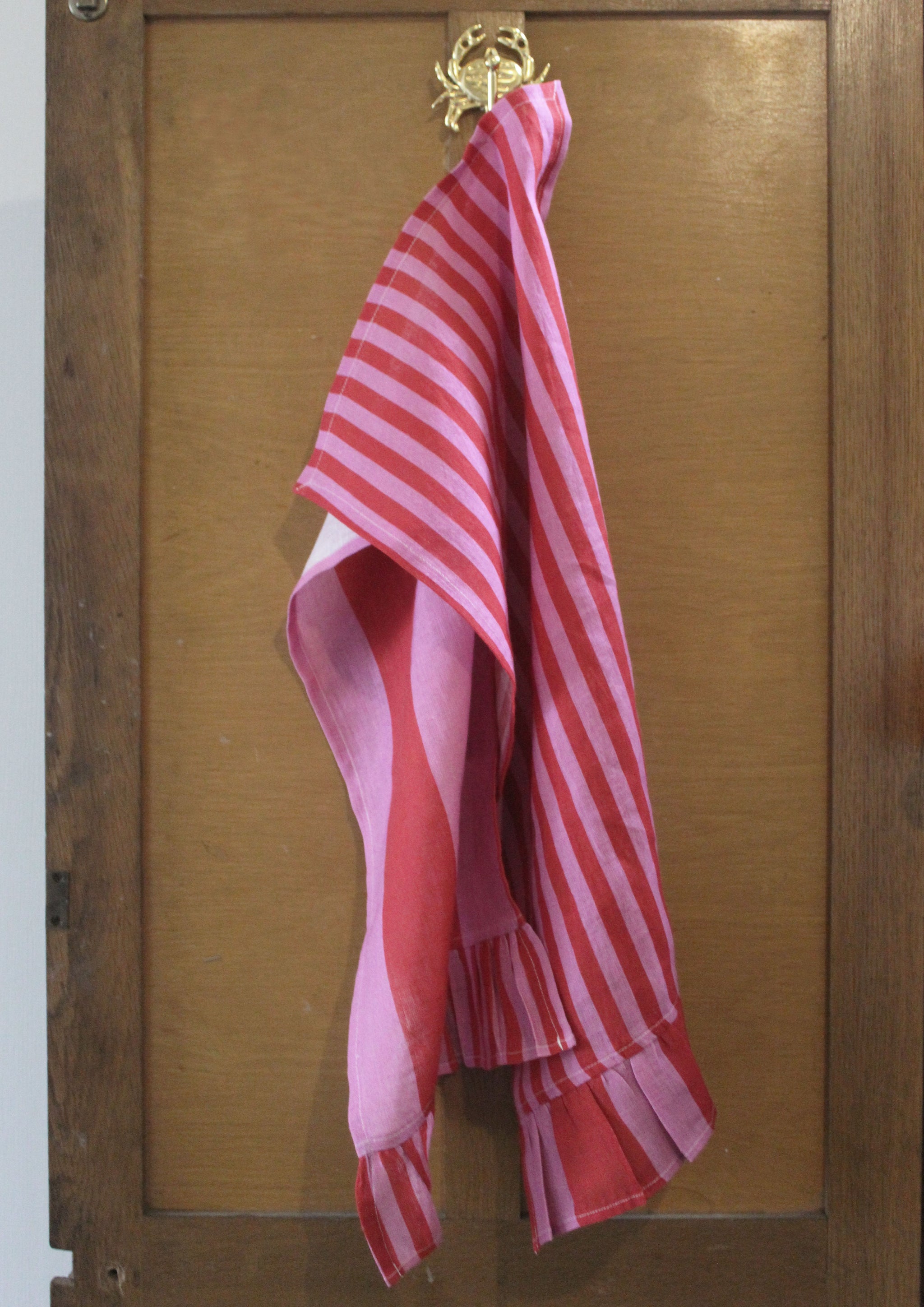 Fuchsia Stripe Hand Towel set of Two Amuse La Bouche Limited